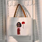 Personalizada Moda Cartoon Personaje Nacimiento Flor Lienzo Grande Bolsa de Tote con Nombre Boda Fiesta Cumpleaños Regalo para Mujeres