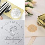 Personalised Star Sign Birth Flower Embosser Stamp Hand Held Embosser Set with Text and Name Birthday Gift for Book Lovers