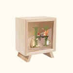 Personalisierte niedliche Eichhörnchen Bär Woodland Tier klar hölzerne Spardose mit Namen und Initialen Geburtstag Kindertag Geschenk für Kinder