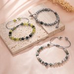 Personalizada Piedra Natural Cuentas Ajustable Foto Proyección Cuerda Pulsera con Te Quiero en 100 Idiomas Cumpleaños Aniversario Regalo para Mujer