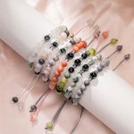 Personalizada Piedra Natural Cuentas Ajustable Foto Proyección Cuerda Pulsera con Te Quiero en 100 Idiomas Cumpleaños Aniversario Regalo para Mujer