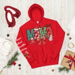 Personalisierte Weihnachten Thema Santa Hut Coquette Bogen Schneeflocke Mama Sweatshirt Hoodie mit 1-6 Namen Weihnachtsfest Geschenk für Mama