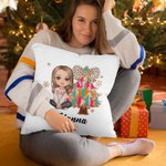 Gepersonaliseerd Cartoon Karakter Glitter Kerstboom Zacht Kussenovertrek met Naam Home Decor Kerstcadeau voor Familie