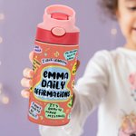 Personalized I Love Myself Daily Affirmations 12oz Name Water Bottle with Handle Birthday Gift for Boys Girls