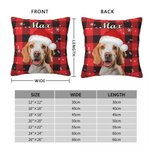 Personalized Colorful Plaid Snowflake Cat Dog Santa Hat Photo Throw Pillow Cover with Name Home Decor Christmas Birthday Gift for Pet Owners