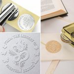 Personalized Snake and Flower Book Embosser Library Stamp with Text Hand Held Set Birthday Gift for Bookworm Book Club