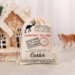 Timbro postale personalizzato Alce Santa Sack Coulisse riutilizzabile trattare borsa con nome festa di Natale favori regalo per amico famiglia bambini