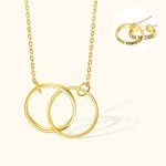 Personalized Interlocking Circles Double Rings Necklace with Engraved Name Valentine's Day Anniversary Gift for Women
