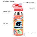 Personalized I Love Myself Daily Affirmations 12oz Name Water Bottle with Handle Birthday Gift for Boys Girls