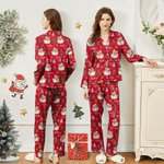 Pigiama a maniche lunghe personalizzato con nome e iniziali, con fiocchi di neve di Babbo Natale, morbido e delicato regalo di Natale per le donne.