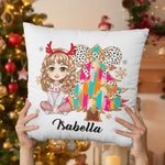 Gepersonaliseerd Cartoon Karakter Glitter Kerstboom Zacht Kussenovertrek met Naam Home Decor Kerstcadeau voor Familie