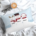 Personalizado 1-5 Familia Muñecos de nieve Cojín Arrojar Funda de almohada con nombres de Navidad Día de Acción de Gracias Decoración para el hogar Fa