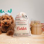 Timbro postale personalizzato Alce Santa Sack Coulisse riutilizzabile trattare borsa con nome festa di Natale favori regalo per amico famiglia bambini