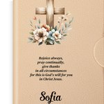 Croce floreale personalizzata Versetto biblico A5 foderato in pelle Taccuino di preghiera Set di penne in legno con nome Chiesa Regalo di Natale per i