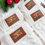 Spersonalizowana pończocha bożonarodzeniowa z imieniem i nazwiskiem Cousin Crew Cartoon Leather Patch Holiday Party Decor Festival Gift for Family Kids