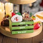 Boite à Bonbons en Bois Rouge Vert Personnalisée avec Texte Décoration de Table Cadeau d'Anniversaire Noël Famille Enfants