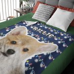 Personalized Snowflake Colored Christmas Lights Dog Cat Photo Throw Blanket with Name Home Decor Birthday Christmas Gift for Pet Owners