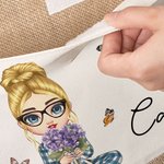 Sac en Jute Personnalisé avec Nom et Personnage de Femme Fourre-tout à Pochette en Toile Motif Papillon Cadeau d'Anniversaire pour les Femmes