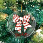 Personalized Acrylic Christmas-themed Check Holly Bow Ornament with Name Tree Decor Christmas Gift for Family Friend