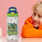 Bottiglia d'acqua isolata personalizzata con nome e cannuccia in silicone Regalo di compleanno per bambini per il ritorno a scuola