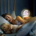 Personalisiertes Fantasie Einhorn LED-Nachtlicht mit Initiale Namen Holz Basis Geburtstag Babyparty Geschenk für Mädchen