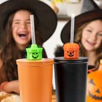 Set di 3 tazze da bere personalizzate con iniziali e coperchi di cannuccia, regalo di Halloween per gli amici e la famiglia.