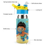 Personalized Marine Diving Stainless Steel Name Kid Water Bottle with Silicone Straw Beach Accessory Gift for Kid