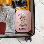 Personalizzato personaggio dei cartoni animati Bouquet di fiori di nascita Scatola di gioielli da viaggio in pelle con nome che cambia colore LED Spec