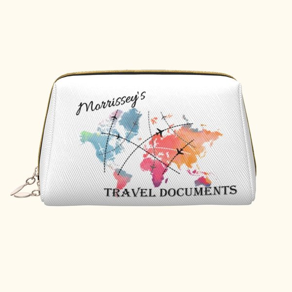 Portadocumentos de viaje de cuero de gran capacidad con mapa del mundo personalizado con nombre Aniversario Cumpleaños Regalo de viaje para mujer