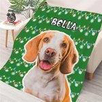 Personalized Snowflake Colored Christmas Lights Dog Cat Photo Throw Blanket with Name Home Decor Birthday Christmas Gift for Pet Owners