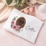 Personalized Multicolour Birth Flower Cartoon Character with Name Makeup Bag Travel Essentials Gift for Women Girls