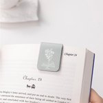 Marque-page Magnétique en Cuir Personnalisé avec Nom et Fleur de Naissance Fournitures Bureau École Cadeau Anniversaire Noël pour Amoureux de Lecture