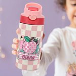 Bottiglia d'acqua isolata personalizzata con nome e cannuccia in silicone Regalo di compleanno per bambini per il ritorno a scuola