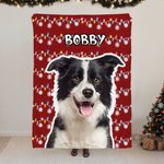 Personalized Snowflake Colored Christmas Lights Dog Cat Photo Throw Blanket with Name Home Decor Birthday Christmas Gift for Pet Owners