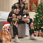 Cappello di Natale personalizzato Cane Gatto Ritratto Unisex Manica Lunga Morbido Pigiama Set con Tasche Natale Compleanno Regalo per chi ama gli anim