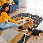 Personalized Snowflake Colored Christmas Lights Dog Cat Photo Throw Blanket with Name Home Decor Birthday Christmas Gift for Pet Owners