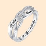 Anello Personalizzato in Argento Sterling Ritorto con Doppio Nome e Testo Inciso Regalo di San Valentino per Anniversario di Coppia