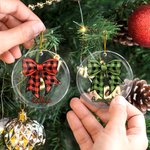 Personalized Acrylic Christmas-themed Check Holly Bow Ornament with Name Tree Decor Christmas Gift for Family Friend