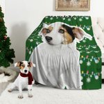 Personalized Snowflake Colored Christmas Lights Dog Cat Photo Throw Blanket with Name Home Decor Birthday Christmas Gift for Pet Owners