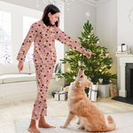 Personnalisé Paw Print 1-4 Dog Cat Photos Long Sleeve Long-Sleeve Pajama Pants Set Birthday Funny Gift for Pet Lovers