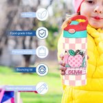 Bottiglia d'acqua isolata personalizzata con nome e cannuccia in silicone Regalo di compleanno per bambini per il ritorno a scuola