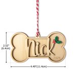 Personalizzato con osso di cane di agrifoglio in legno ornamento calza con testo e anno albero di Natale decorazione regalo di compleanno per gli amanti degli animali domestici