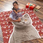 Personalized Snowflake Colored Christmas Lights Dog Cat Photo Throw Blanket with Name Home Decor Birthday Christmas Gift for Pet Owners