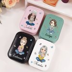 Personalizzato personaggio dei cartoni animati Bouquet di fiori di nascita Scatola di gioielli da viaggio in pelle con nome che cambia colore LED Spec