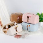 Sac Cosmétique Personnalisé avec Personnage Nom Fleur de Naissance Large Couverture Grande Capacité Cadeau de Voyage Mariage Anniversaire pour Femme