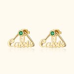 Personalisierte Adjustable Minimalist Birthstone Wrap Manschette Ohrringe mit Namen Geburtstag Jahrestag Schmuck Geschenk für Frauen