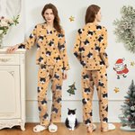 Personnalisé Paw Print 1-4 Dog Cat Photos Long Sleeve Long-Sleeve Pajama Pants Set Birthday Funny Gift for Pet Lovers