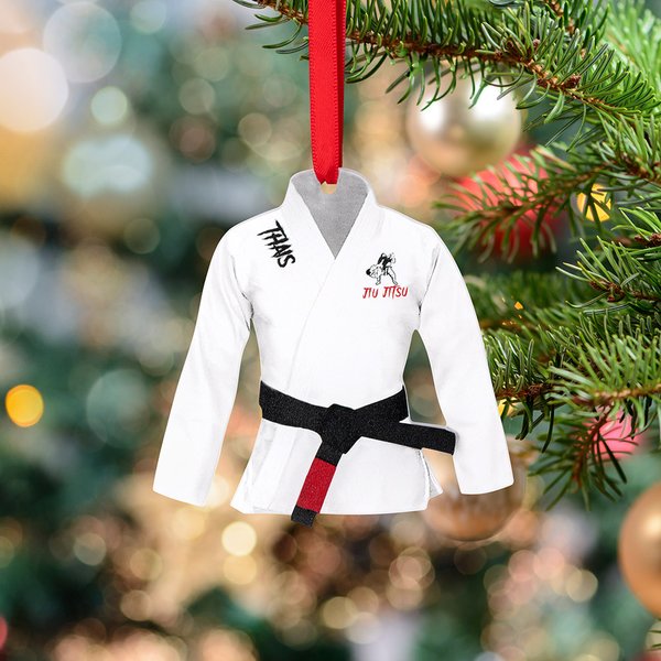 Spersonalizowana akrylowa ozdoba BJJ w kształcie brazylijskiego jiu jitsu z tekstem na choince - prezent urodzinowy dla mistrzów sztuk walki