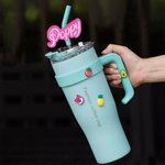 Personalised 3D Printed Colourful Love Heart Name Straw Topper Accessories for Stanley Tumbler Birthday Gift for Women Girls