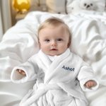 Personalized Flush Baby Bathrobe Dressing Gown with Embroidered Name Soft Super Absorbent Daily Use Birthday Baby Shower Gift for Baby Toddler